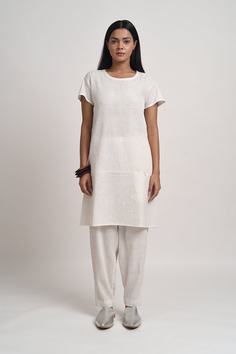 PINTUCKED IVORY TUNIC