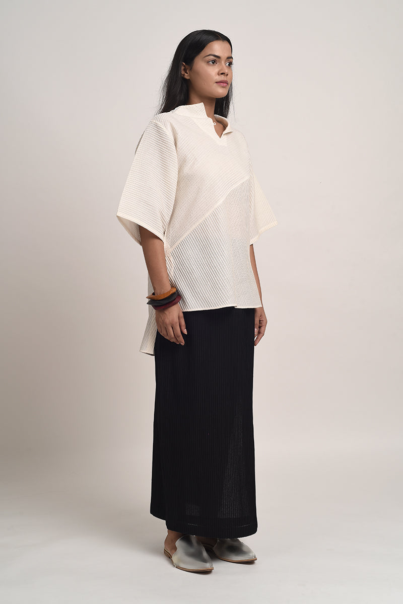 PINTUCKED HIGH-LOW TOP