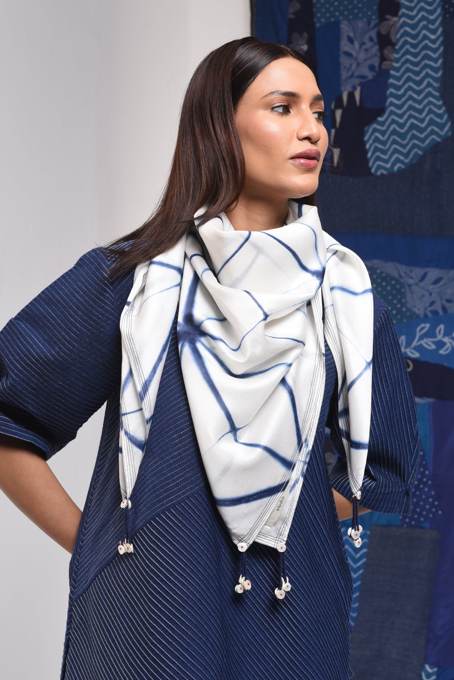 CLAMP DYED SQUARE SCARF