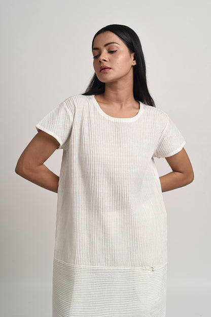 PINTUCKED IVORY TUNIC